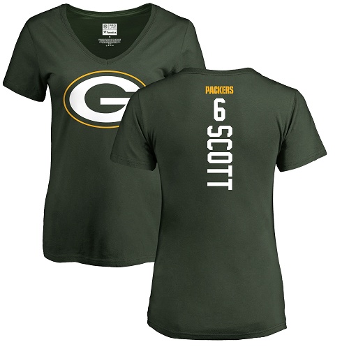Green Bay Packers Green Women #6 Scott J K Backer Nike NFL T Shirt->nfl t-shirts->Sports Accessory